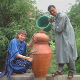 Demonstrating a clay pot biological sand filter